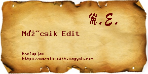 Mácsik Edit névjegykártya